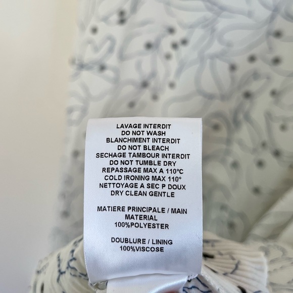 See by Chloe Ruffle Pleated Tiered Mini Shift Printed Tank Dress Cream 44/US 12 - Picture 11 of 11